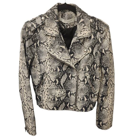 IRO Ashville snakeskin leather moto jacket size 8 - Picture 2 of 7